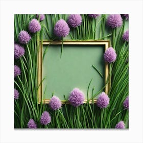 Purple Flowers In A Frame Canvas Print