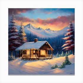 Cabin In The Snow 1 Canvas Print