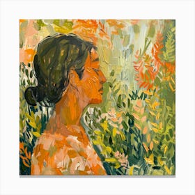 Woman In Orange Canvas Print