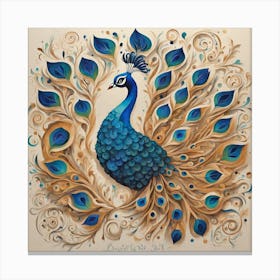 Illu Peacock ai-art-generator Canvas Print