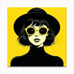 Girl In Yellow Sunglasses Canvas Print