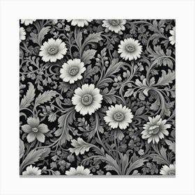 Black And White Floral Pattern Canvas Print