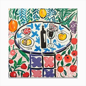 Table With Wine Matisse Style 4 Canvas Print
