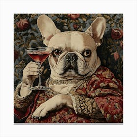 Tapestry Frenchie Drinking 1 Canvas Print