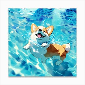 Corgi In The Pool Canvas Print