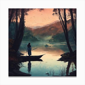 Girl In A Boat Canvas Print