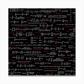 Mathematical Formulas Black Background With Text Overlay Digital Art Mathematics Canvas Print