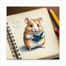 Hamster Reading A Book 12 Canvas Print