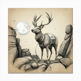 Deer In The Moonlight 3 Canvas Print