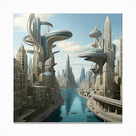 Futuristic City Art print 2 Canvas Print