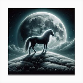 Horse In The Moonlight 33 Canvas Print