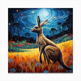 Kangaroo At Night Canvas Print