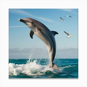 Dolphin Jumping Out Of The Water Canvas Print