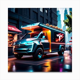 Tesla Food Truck Canvas Print