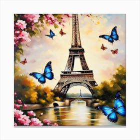 Paris Eiffel Tower Butterflies 1 Canvas Print