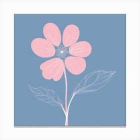 A White And Pink Flower In Minimalist Style Square Composition 462 Canvas Print