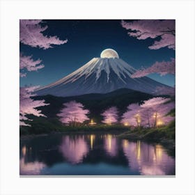 Moonlight Over Mt Fuji Canvas Print