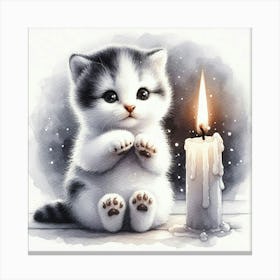 Little Kitten With Candle 1 Canvas Print