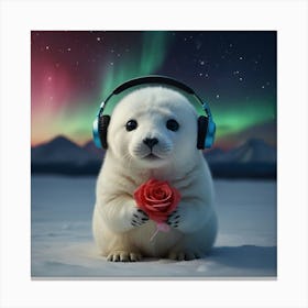 Seal With Headphones 1 Canvas Print