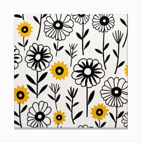 Matisse Inspired Yellow and Black Flowers Canvas Print