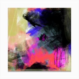 Abstract Bold Pink, Yellow, Red, Blue, Pink, black, Contemporary, Living Room Art, Bedroom Art, Coltxwilde, Square Art, Placid Punch Canvas Print