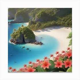 Tropical Beach Scene Canvas Print