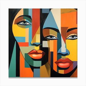 Two Women'S Faces 1 Canvas Print