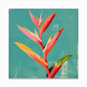 Heliconia 3 Square Flower Illustration Canvas Print