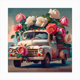 Truck With Flowers Canvas Print