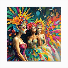 Three Day Of The Dead Women Canvas Print