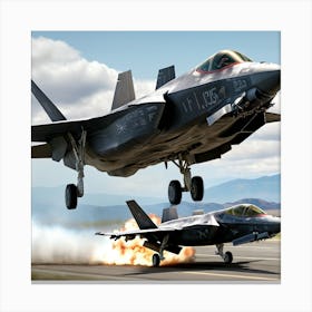 F35 Fighter Jet In A Dog Fight (4) Canvas Print