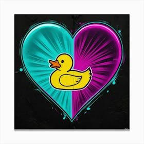 Duck In A Heart Canvas Print