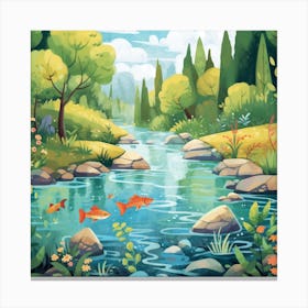 River In The Forest Canvas Print