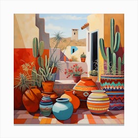 Pots And Cactus Canvas Print