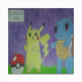 Pikachu and Squirtle Canvas Print