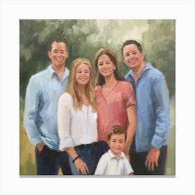 A heartwarming and candid family portrait, capturing a genuine moment of connection and joy between family members. This personalized and emotionally resonant portrait can serve as a beautiful centerpiece for family-oriented home decor, appealing to those who cherish the bonds of family Canvas Print