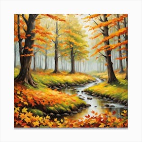 Forest In Autumn In Minimalist Style Square Composition 133 Canvas Print