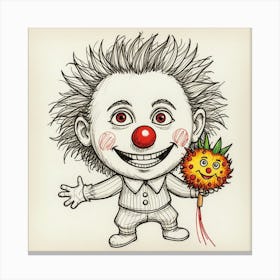 Clown With A Flower Canvas Print