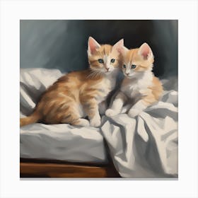Two Kittens On A Bed 1 Canvas Print