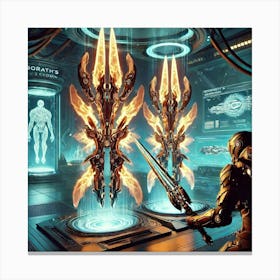 Sci Fi Dual Plasma Scimitars 1024x1024 Canvas Print