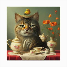 Cat Tea Party 1 Canvas Print