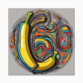 An Image Of A Banane With Letters On A Black Background, In The Style Of Bold Lines, Vivid Colors, G Canvas Print