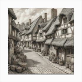 Thatched Cottages art Canvas Print