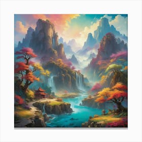 Asian Landscape art print paintings 2 Canvas Print