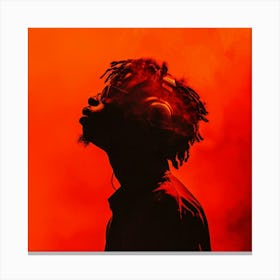 Silhouette Of A Man With Headphones Canvas Print