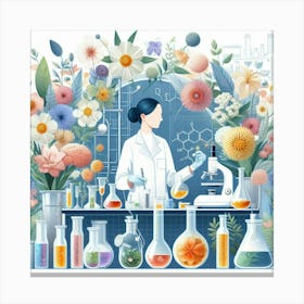 Flower Chemistry Lab Illustration Canvas Print