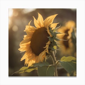 A Blooming Sunflower Blossom Tree With Petals Gently Falling In The Breeze Canvas Print