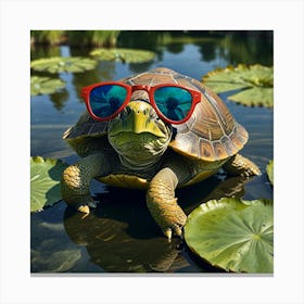 Turtle In Sunglasses 3 Canvas Print