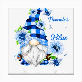 In November We Wear Blue Gnomes Diabetes Awareness Canvas Print