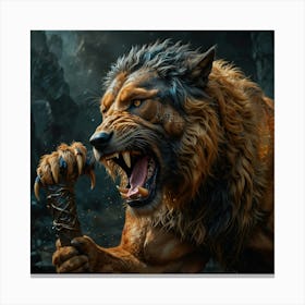 Lion Roaring Canvas Print